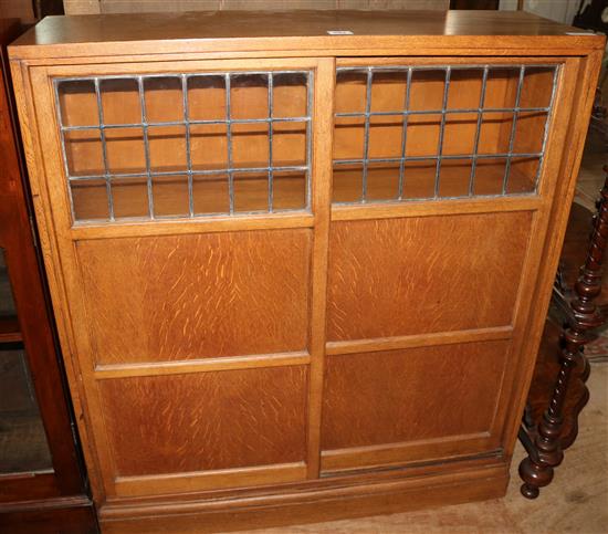 Arts & Crafts style part lead light glazed cupboard